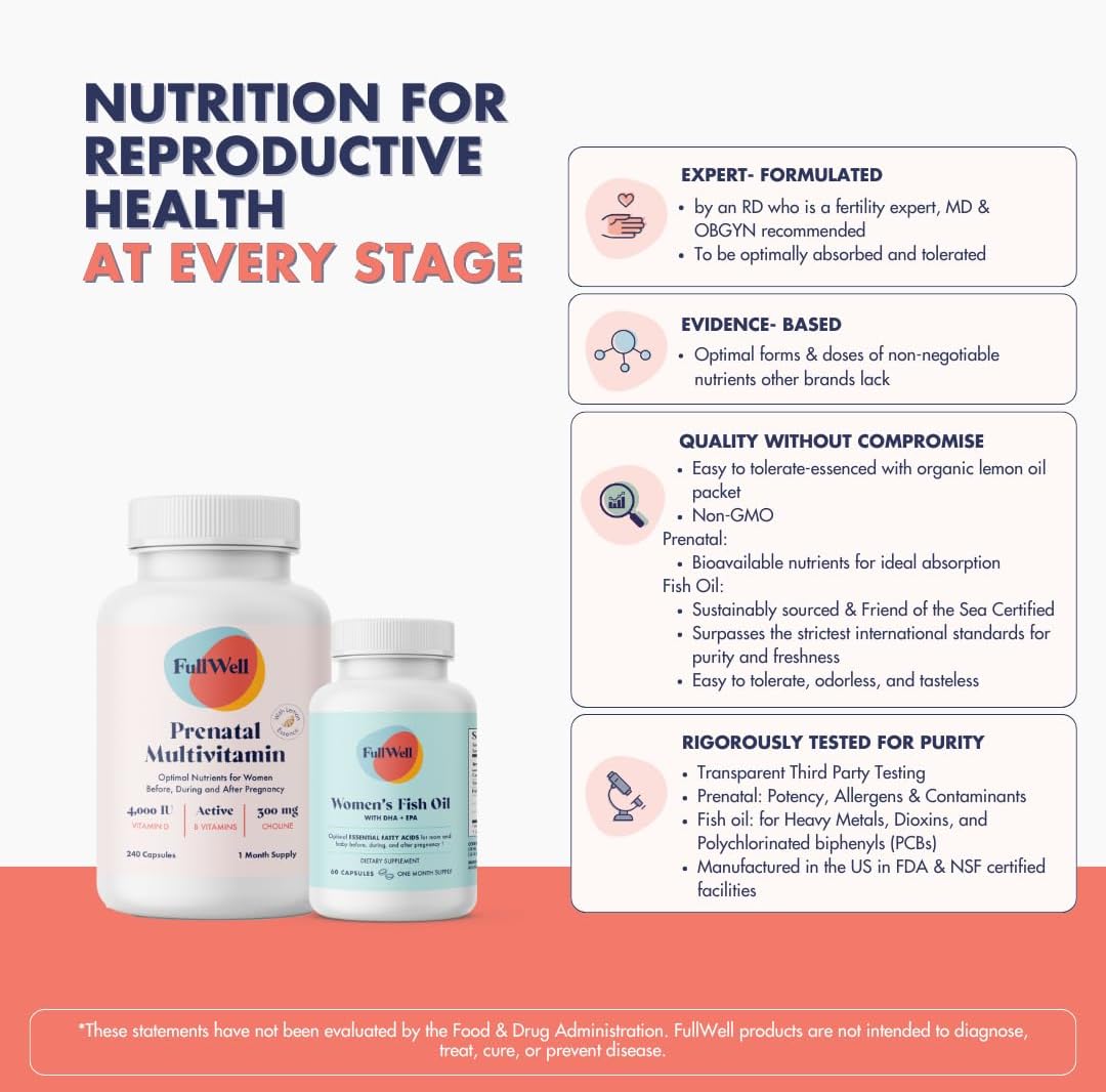 FullWell Women's Prenatal Lemon Essence Essentials - Antenatal Multivitamin & Fish Oil - görsel 4
