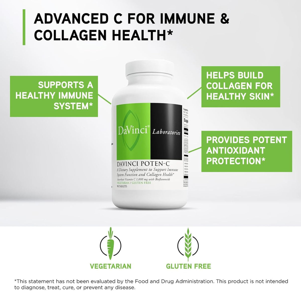 DAVINCI Labs Poten-C: Vitamin C with Minerals & Bioflavonoids for Immune and Collagen Support - 90 Tablets - görsel 3