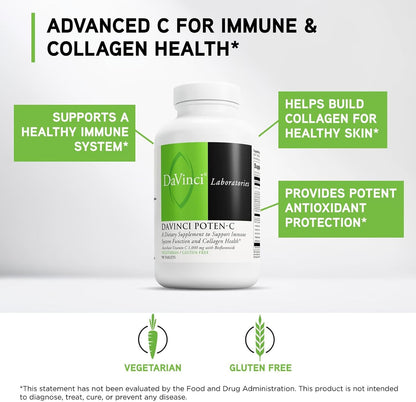 DAVINCI Labs Poten-C: Vitamin C with Minerals & Bioflavonoids for Immune and Collagen Support - 90 Tablets