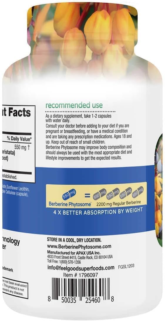 Feel Good Superfoods Berberine Phytosome, 120 Vegan Capsules - görsel 2