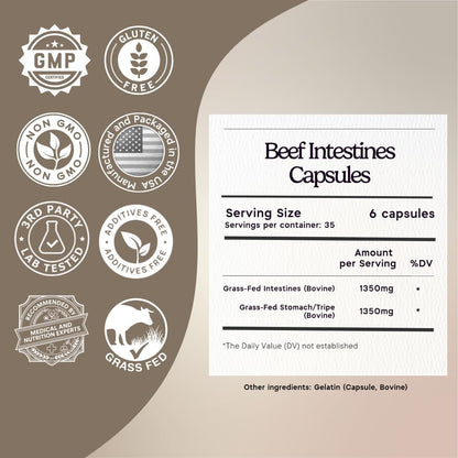 Zen Principle Grass Fed Beef Intestines and Stomach (Tripe) Food Supplement – 2 Pack, 420 Capsules