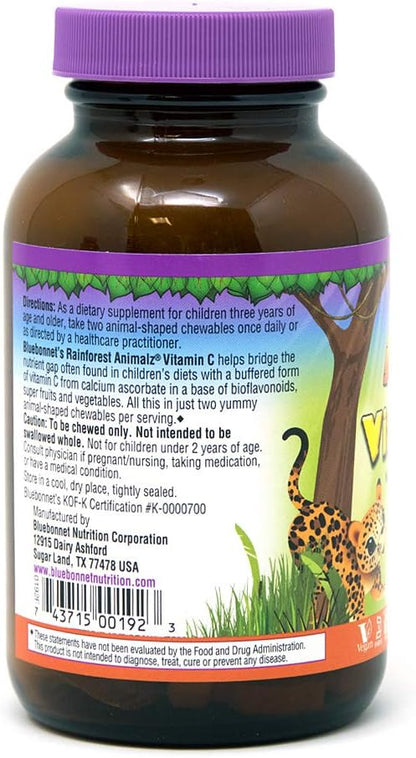 Bluebonnet Nutrition Rainforest Animalz Vitamin C, 90 Chewable Tablets