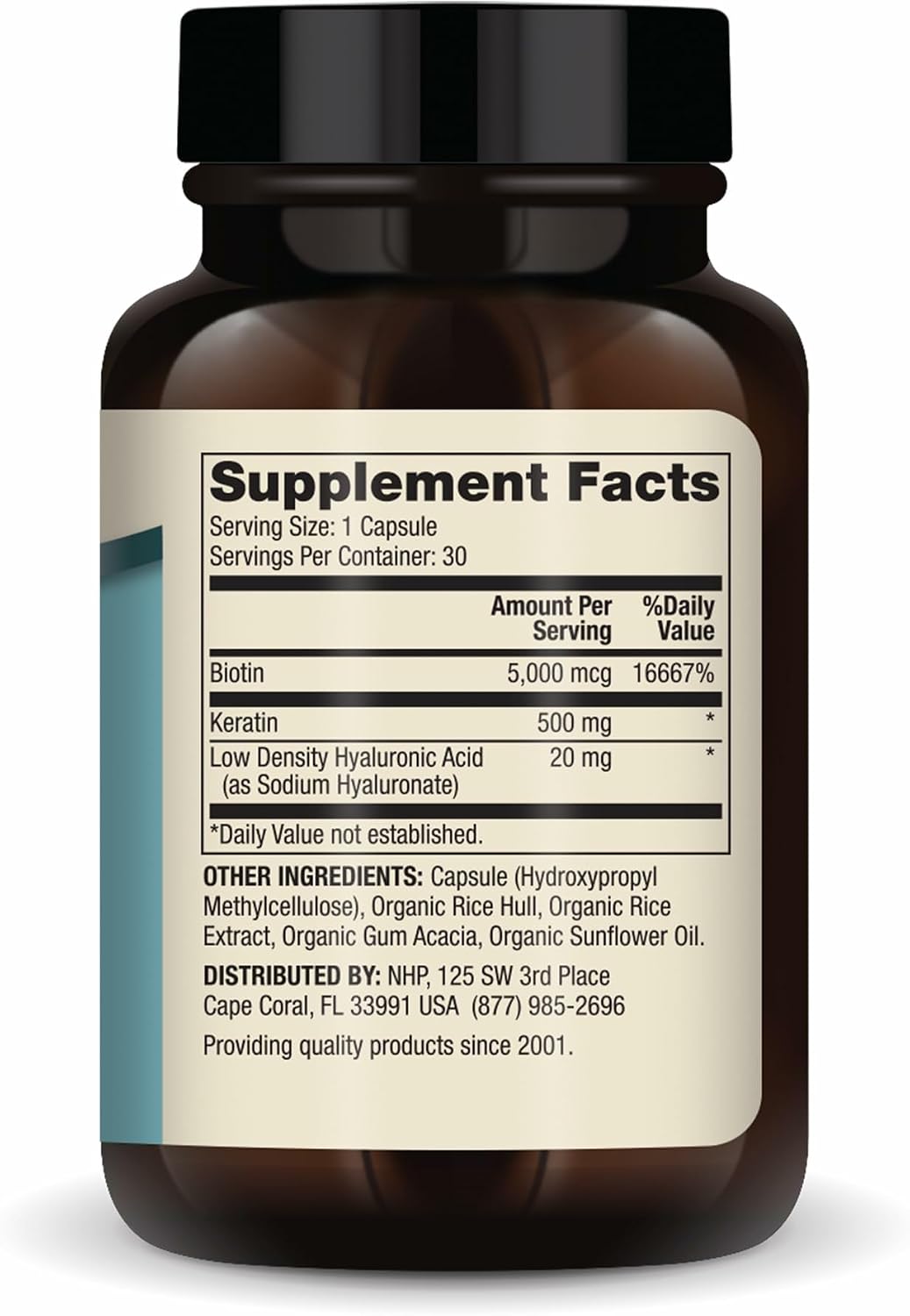 Dr. Mercola Hair, Skin and Nails – Biotin, Keratin & Hyaluronic Acid – 30 Capsules – Image 2