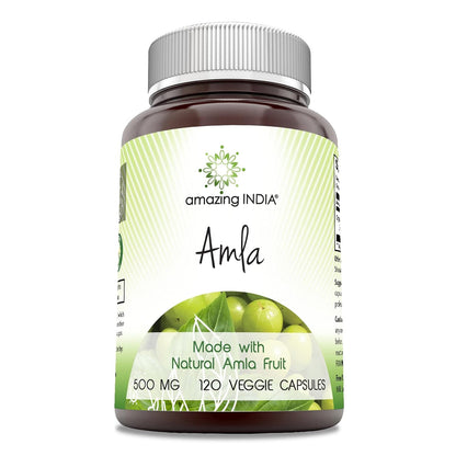 Amazing India Amla - 500 mg, 120 Veggie Capsules - Non-GMO, Gluten-free Food Supplement