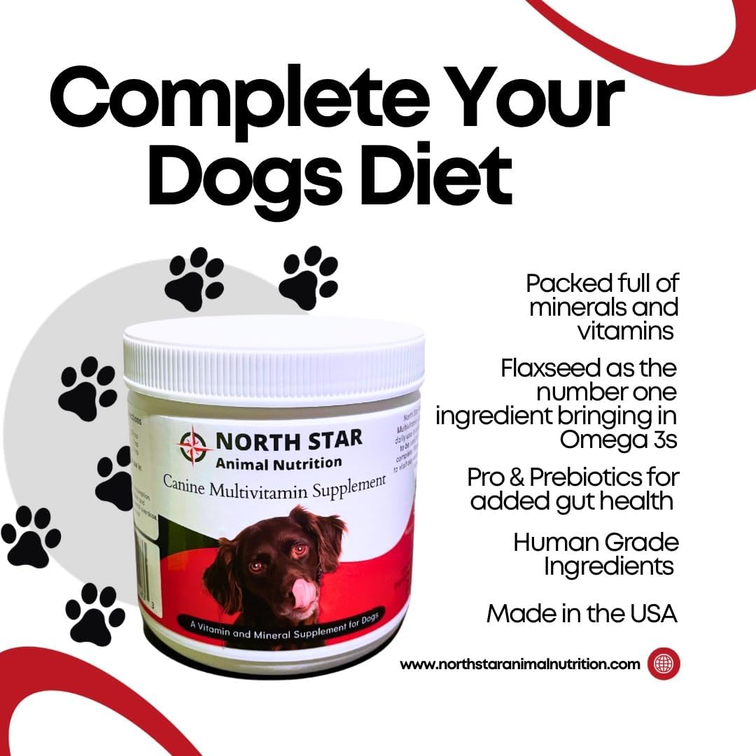North Star Animal Nutrition Canine Multivitamin Supplement All-in-One - 227 g Powder for Dogs with Minerals, Vitamins, Prebiotics and Probiotics - görsel 5