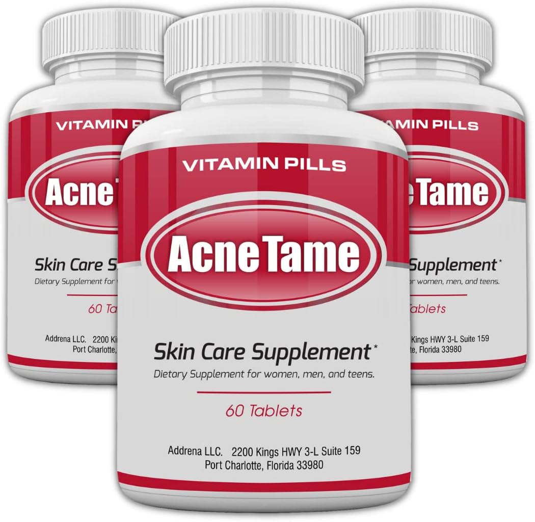 Acnetame Acne Pills - Acne Tame 3 Pack Supplement, 180 Tablets - görsel 1