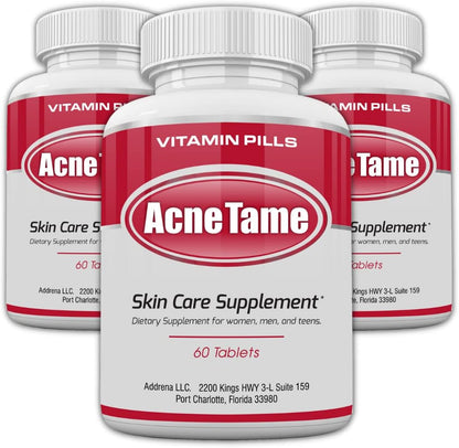 Acnetame Acne Pills - Acne Tame 3 Pack Supplement, 180 Tablets