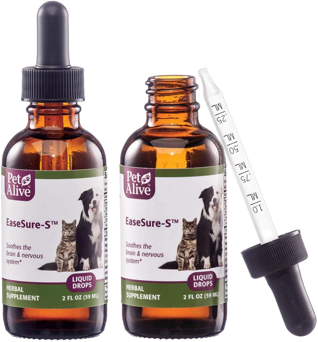 PetAlive EaseSure-S Nervous System Support for Dogs and Cats - Herbal Drops, 118 ml (Pack of 2) - görsel 1