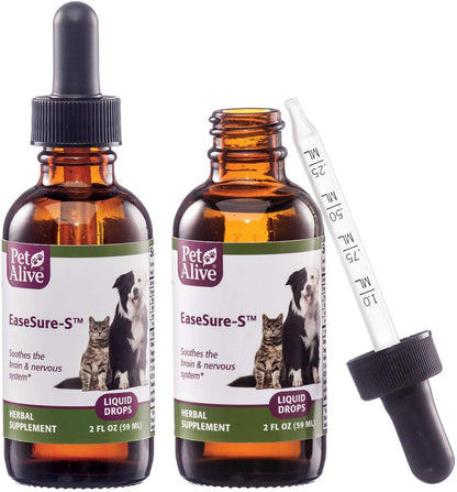 PetAlive EaseSure-S Nervous System Support for Dogs and Cats - Herbal Drops, 118 ml (Pack of 2)