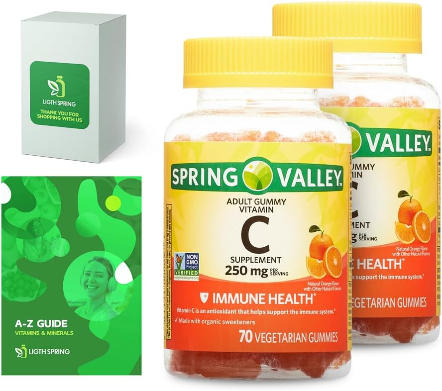 LightSpring Vegetarian Vitamin C Gummies for Adults, 250 mg, 70 Count (2 Pack) with Guide - görsel 1
