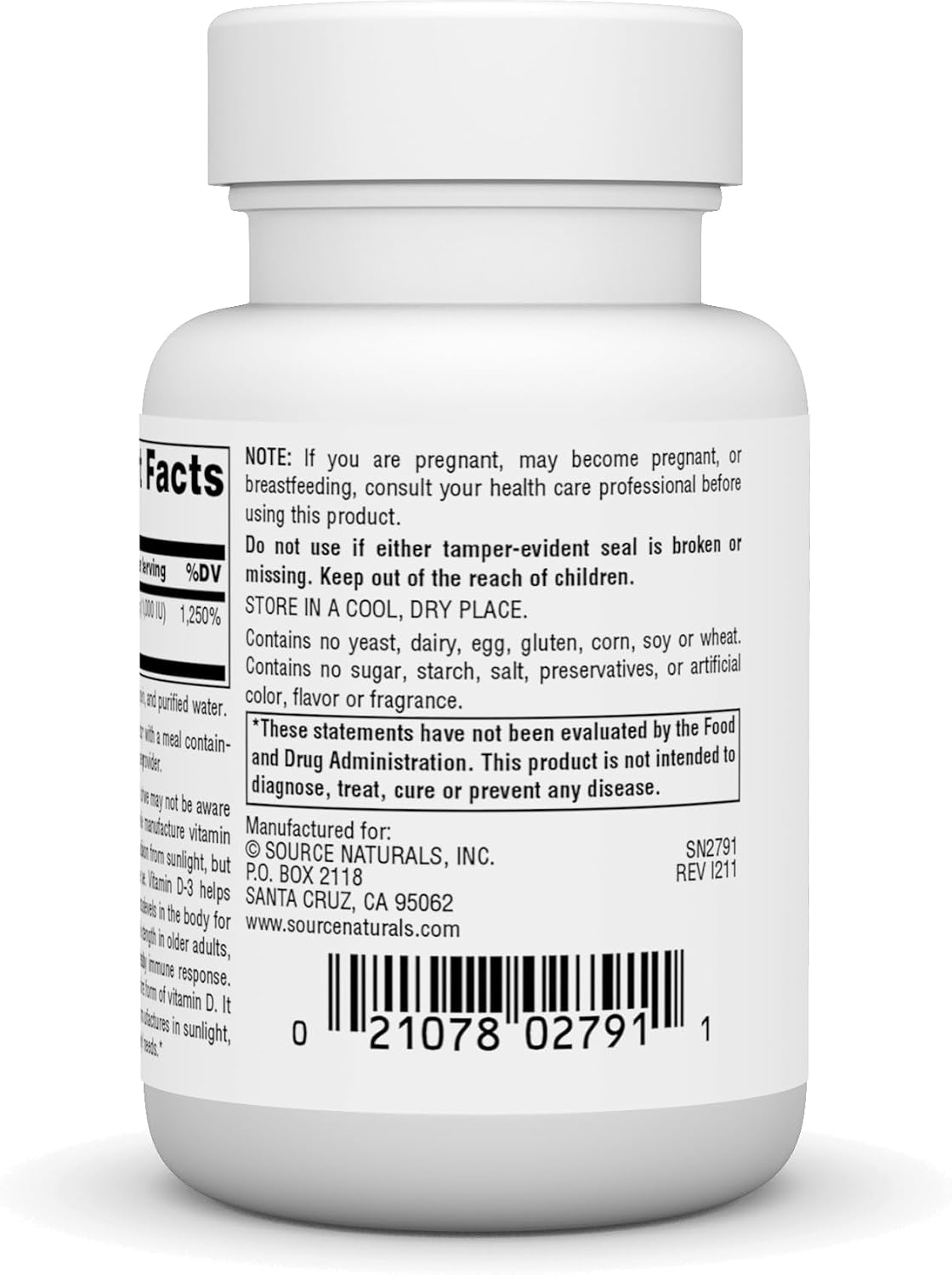 Source Naturals Vitamin D3 10,000 IU (250 mcg) – 60 Softgels - görsel 3