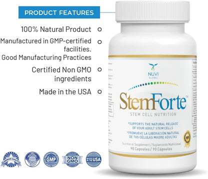 NuVi Global StemForte Stem Cell Supplement | Anti-Ageing Cellular Nutrition | 90 Capsules