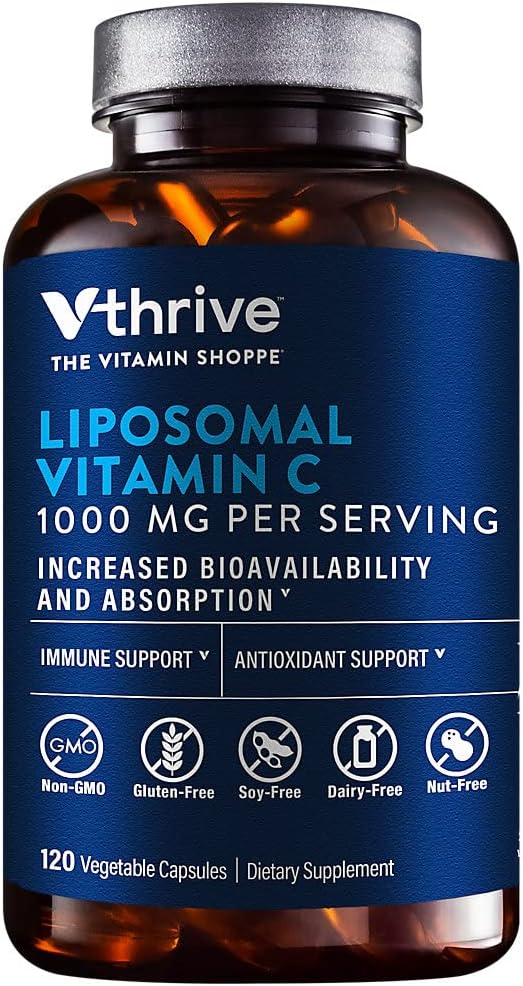 Vthrive Liposomal Vitamin C for Immune Support – Improved Bioavailability & Absorption – 1,000 mg (120 Vegetarian Capsules)