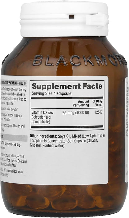Blackmores Vitamin D3, 25 mcg (1,000 IU), 200 Capsules