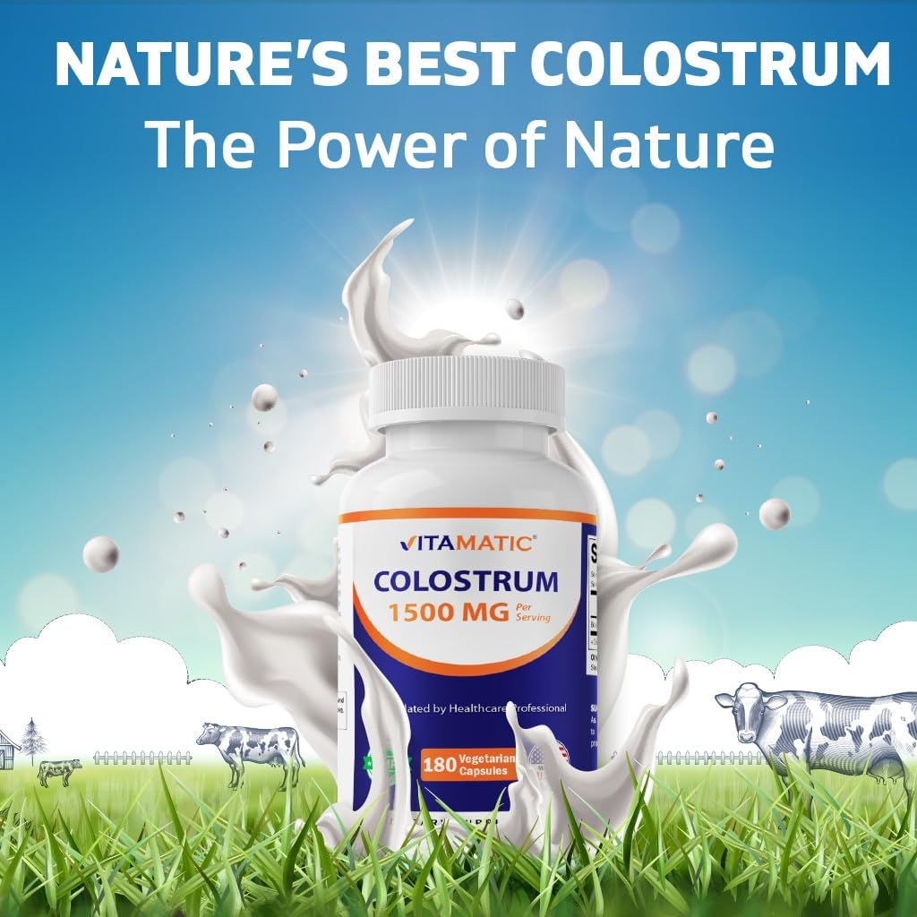Vitamatic Bovine Colostrum 30% IgG Supplement 1500 mg per Serving – Gut Health, Hair Growth, Beauty, Muscle Recovery & Immune Support – 180 Vegetable Capsules - görsel 5