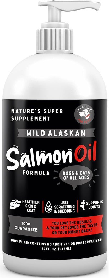 Wild Alaskan Omega-3 Blend Pollock & Salmon Oil for Dogs & Cats (16oz) - 100% Pure Fish Oil Supplement with EPA & DHA