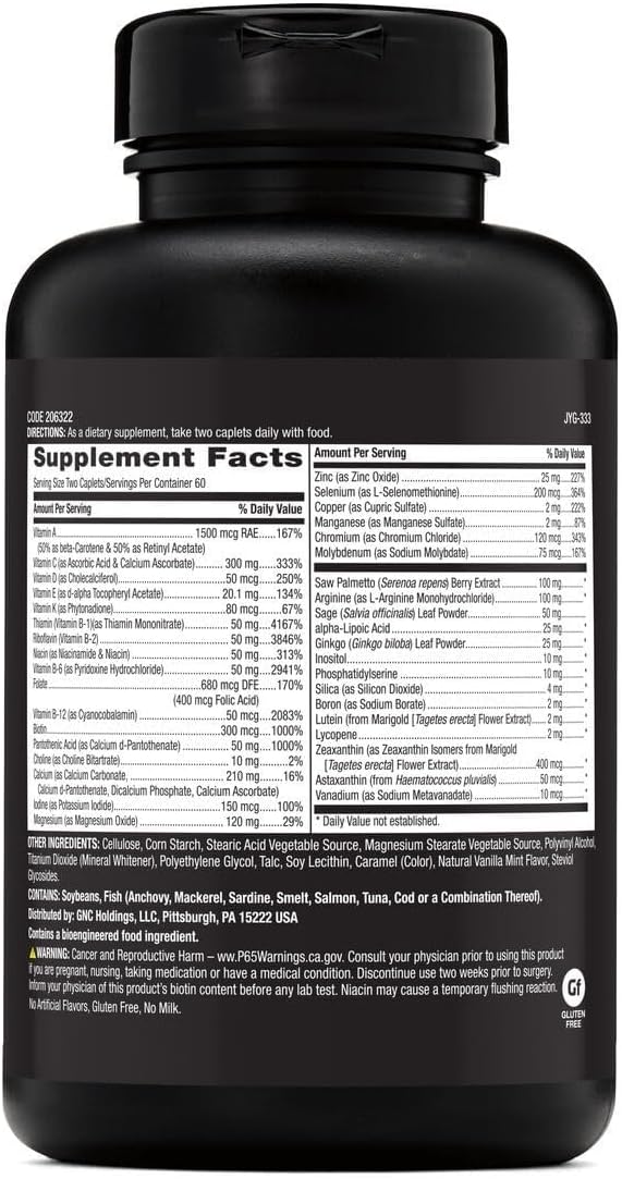 GNC Mega Men 50 Plus Multivitamin for Men Over 50 - Antioxidants, Heart Health, Prostate and Circulatory Support, 120 Caplets - görsel 4