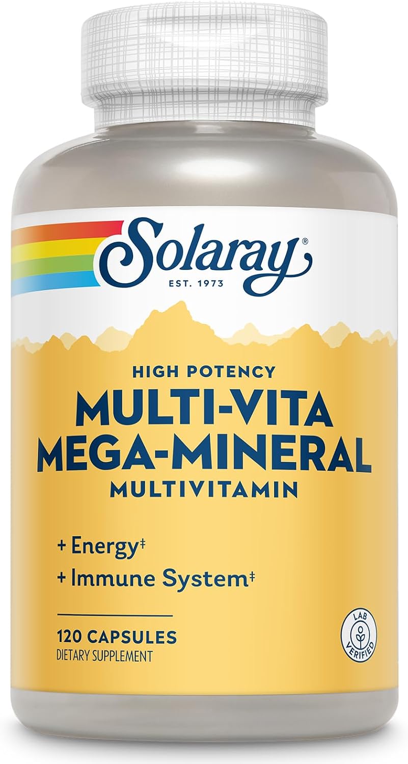 SOLARAY Multi-Vita Mega-Mineral Multivitamin for Women and Men – Energy & Immune Support with Vitamin D, C, Magnesium, Zinc, Iron, 120 Capsules - görsel 1
