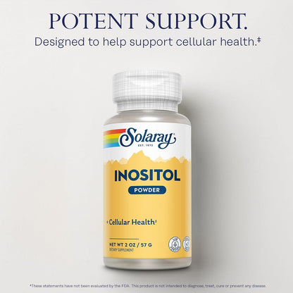 SOLARAY Pure Inositol Powder – Cellular Health Support – Vegan, Laboratory Verified – 163 Servings, 113 g
