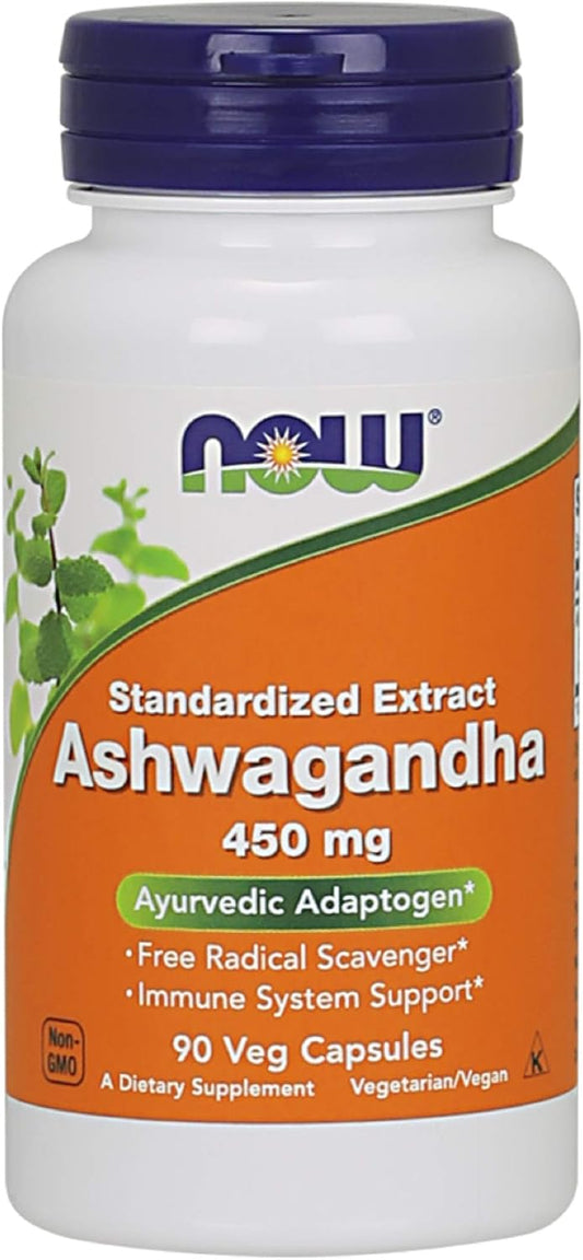 NOW Foods Ashwagandha Extract 450 mg, 90 Veg Capsules (2-Pack)
