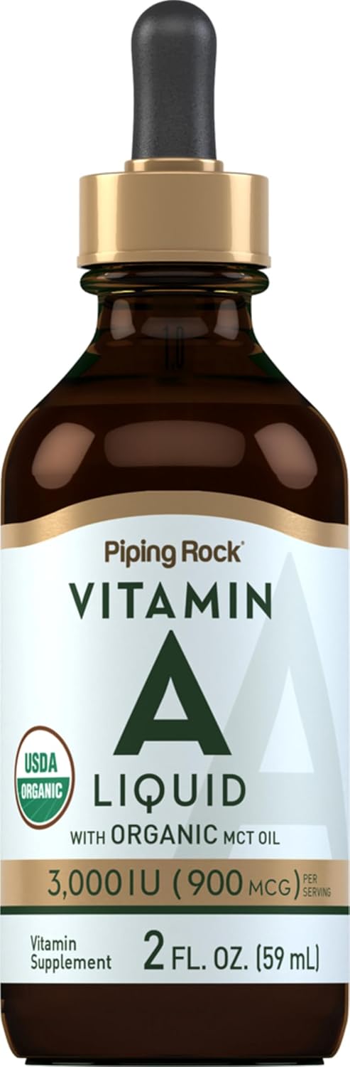 Piping Rock Vitamin A Liquid Drops - 2 fl oz with Organic MCT Oil, Non-GMO & Gluten-free - görsel 1