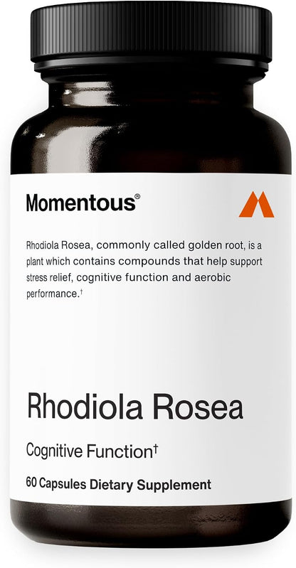 Momentous Rhodiola Rosea Supplement – Adaptogen for Stress, Energy & Cognitive Support, NSF Certified, 60 Capsules