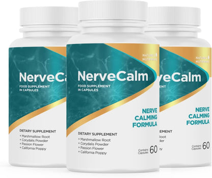 NerveCalm – Passion Flower & Prickly Pear Capsules – 30 Caps, 3 Month Supply | Passion Flower, Prickly Pear & California Poppy | Vegan, Non-GMO, Made in USA | Easy-to-swallow capsule