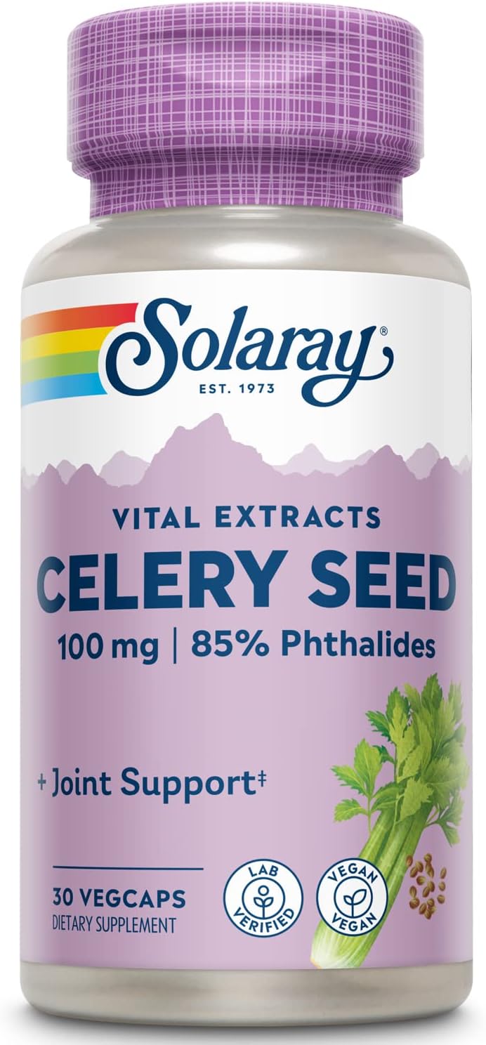 SOLARAY Celery Seed Extract Capsules - General Wellbeing Support - 100 mg, 85% Phthalides, Non-GM, Vegan - 30 VegCaps - görsel 1