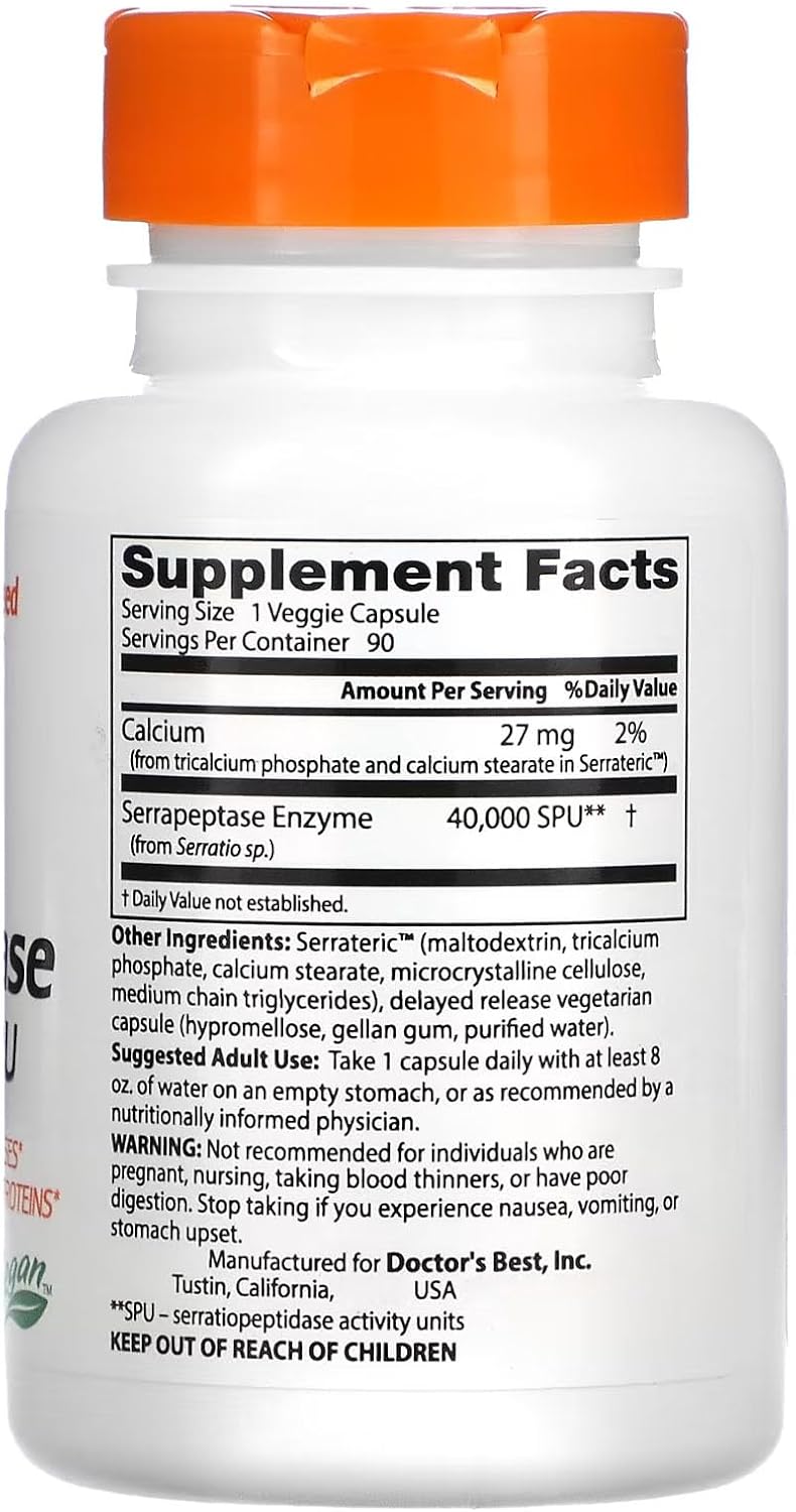 Doctor's Best Serrapeptase 40,000 Units – 90 Capsules - görsel 3