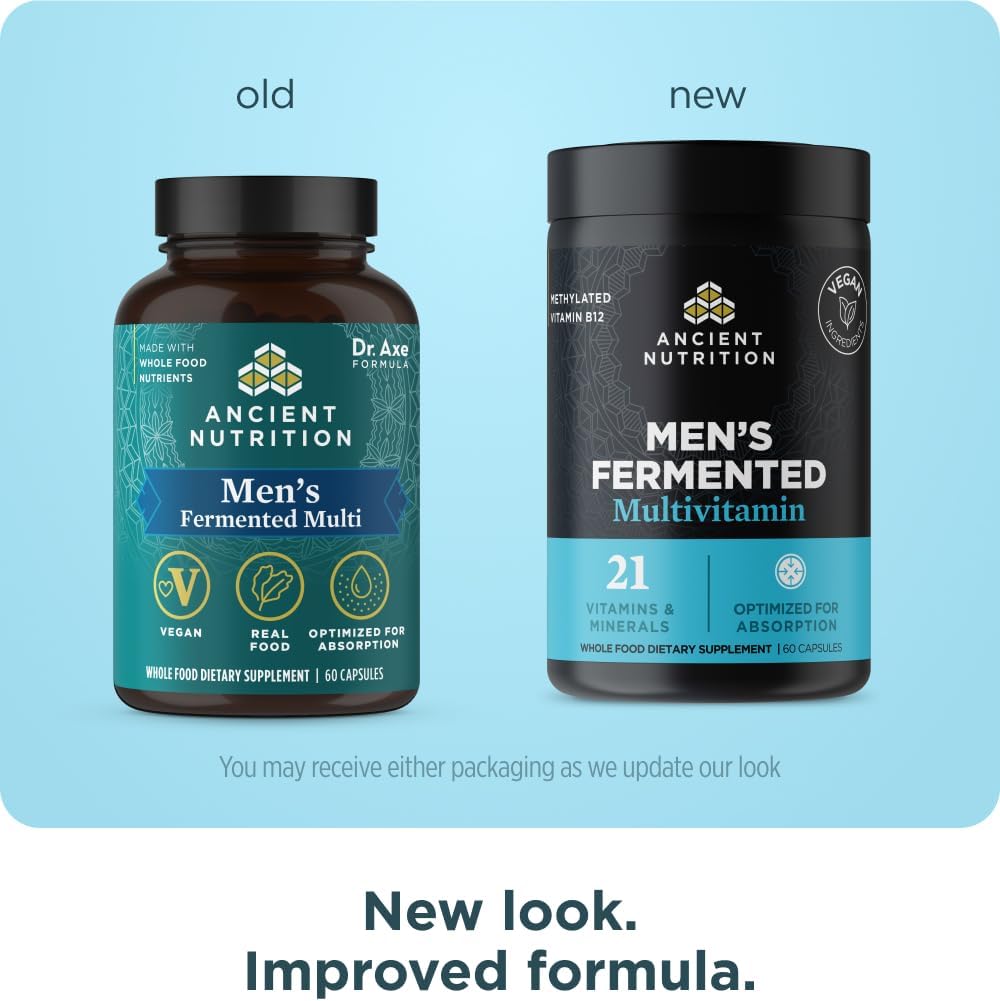 Ancient Nutrition Men's Multivitamin - Fermented Whole Food with Methylated Vitamins, 60 Capsules - görsel 2