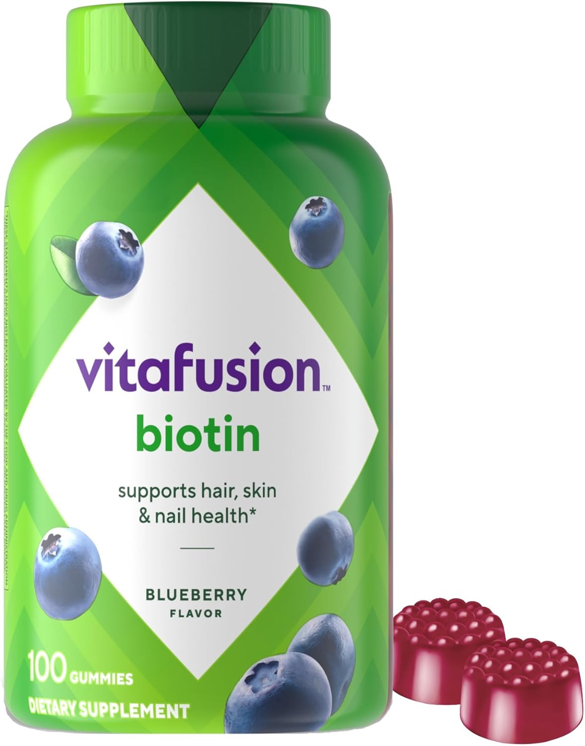 Vitafusion Extra Strength Biotin Gummy Vitamins - 5,000 mcg, Berry Flavoured - görsel 1