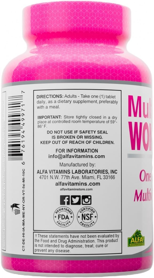 ALFA VITAMINS Multi Women Vitamins – Daily Multivitamin with Vitamins, Minerals, Amino Acids and Antioxidants – 100 Tablets - görsel 4