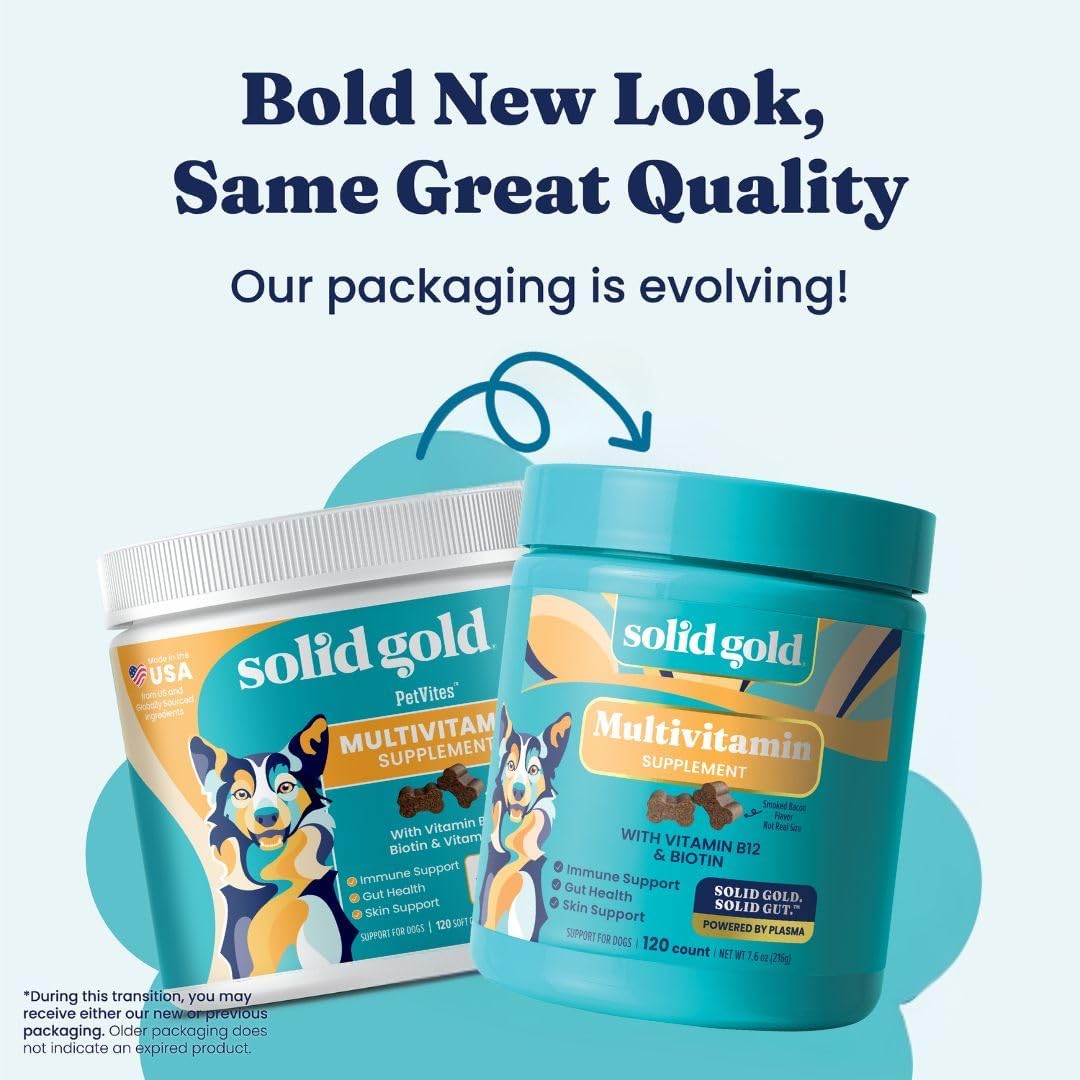 Solid Gold Dog Multivitamin - Soft Chews - All-in-One Support with Vitamin C, B12, Probiotics & Antioxidants - Bacon Flavour (120 Count) - görsel 2