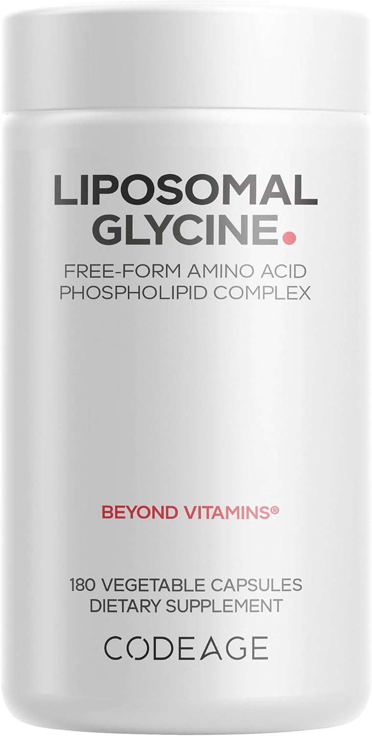 Codeage Liposomal Glycine+ – 1,500 mg Free-Form Glycine Supplement with Liposomal Delivery, 180 Capsules - görsel 1