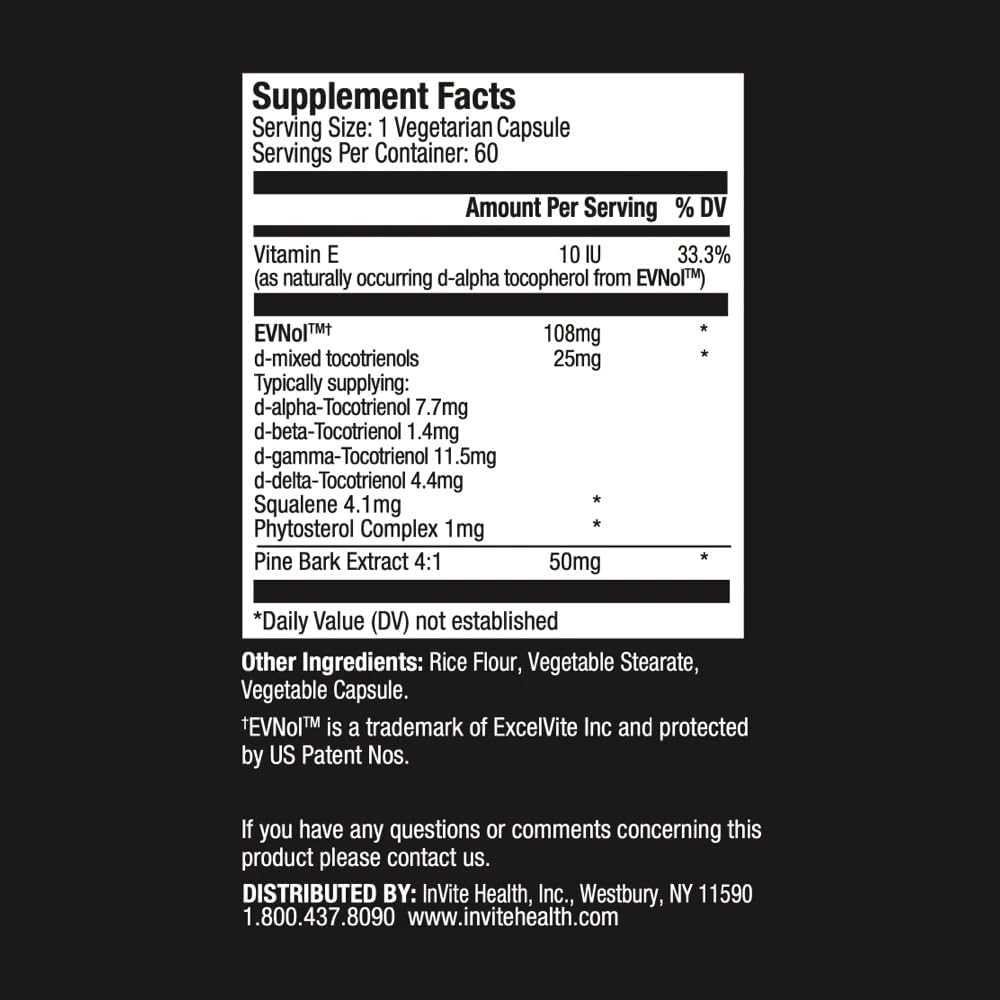 Invite Health Tocotrienol + Pine Bark Extract - Supports Neurological and Cardiovascular Health - 60 Vegetarian Capsules - 30 Day Supply (2-Pack) - görsel 2