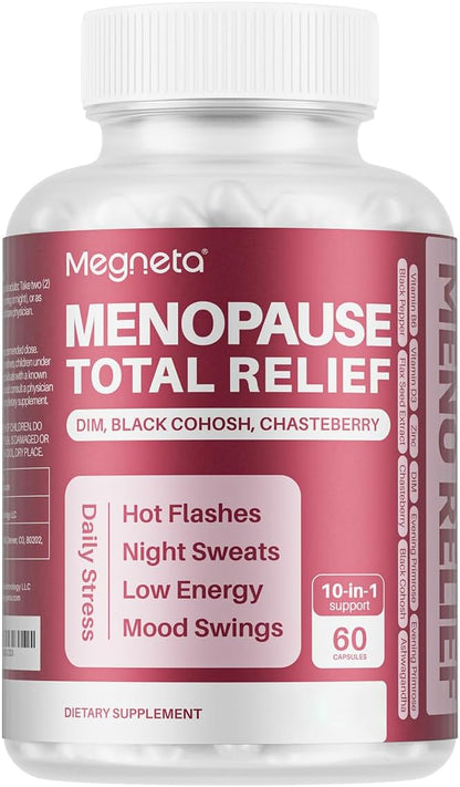 MEGNETA Menopause Care - with DIM, Black Cohosh, Chasteberry, Evening Primrose, Flaxseed & Ashwagandha, 60 Capsules
