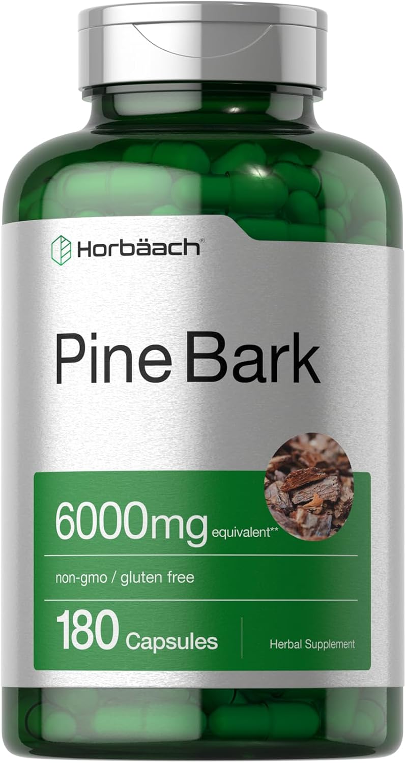 Horbäach Pine Bark Extract | 180 Capsules | Standardised to 75% Proanthocyanidins | Non-GMO, Gluten-free Supplement - görsel 1