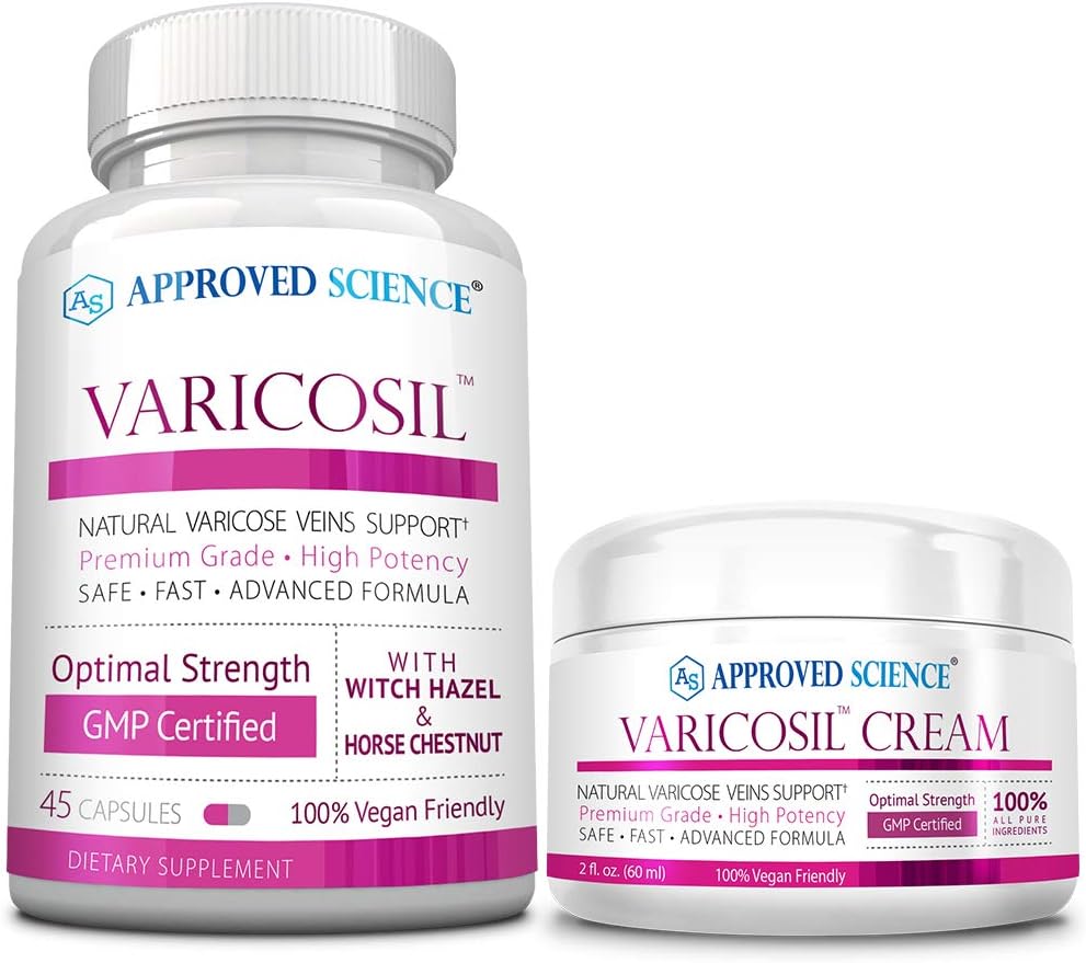 Approved Science Varicosil - Varicose Veins Support Supplement - 45 Capsules + 60 ml Cream - görsel 1