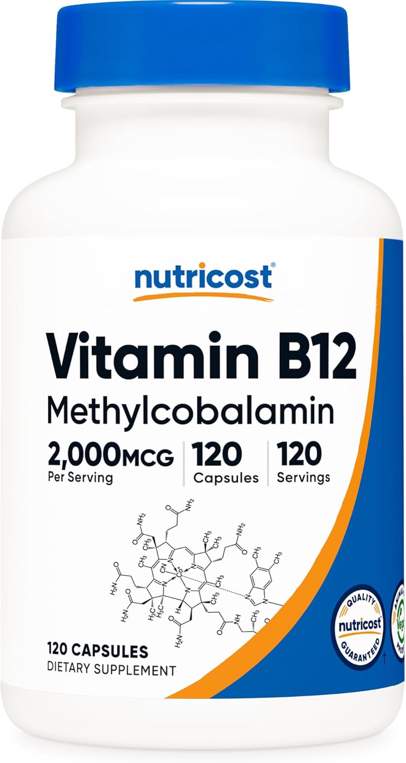 Nutricost Vitamin B12 (Methylcobalamin) 2000mcg, 120 Capsules - görsel 1