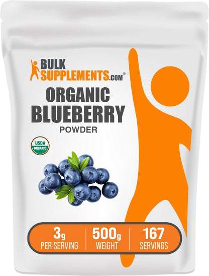 Organic Blueberry Powder – Antioxidant Support, Vegan & Gluten-free, 3g per Serving, 500g