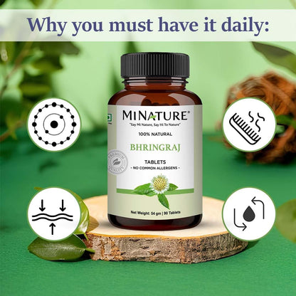 Bhringraj Tablet by miNature – False Daisy Traditional Herbal Supplement, Pure & Natural, 90 Tablets