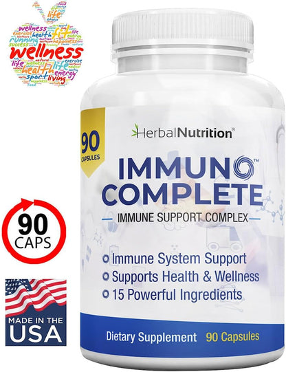 Immune Support Supplement with Vitamin C, D, Zinc and Elderberry - 270 Capsules