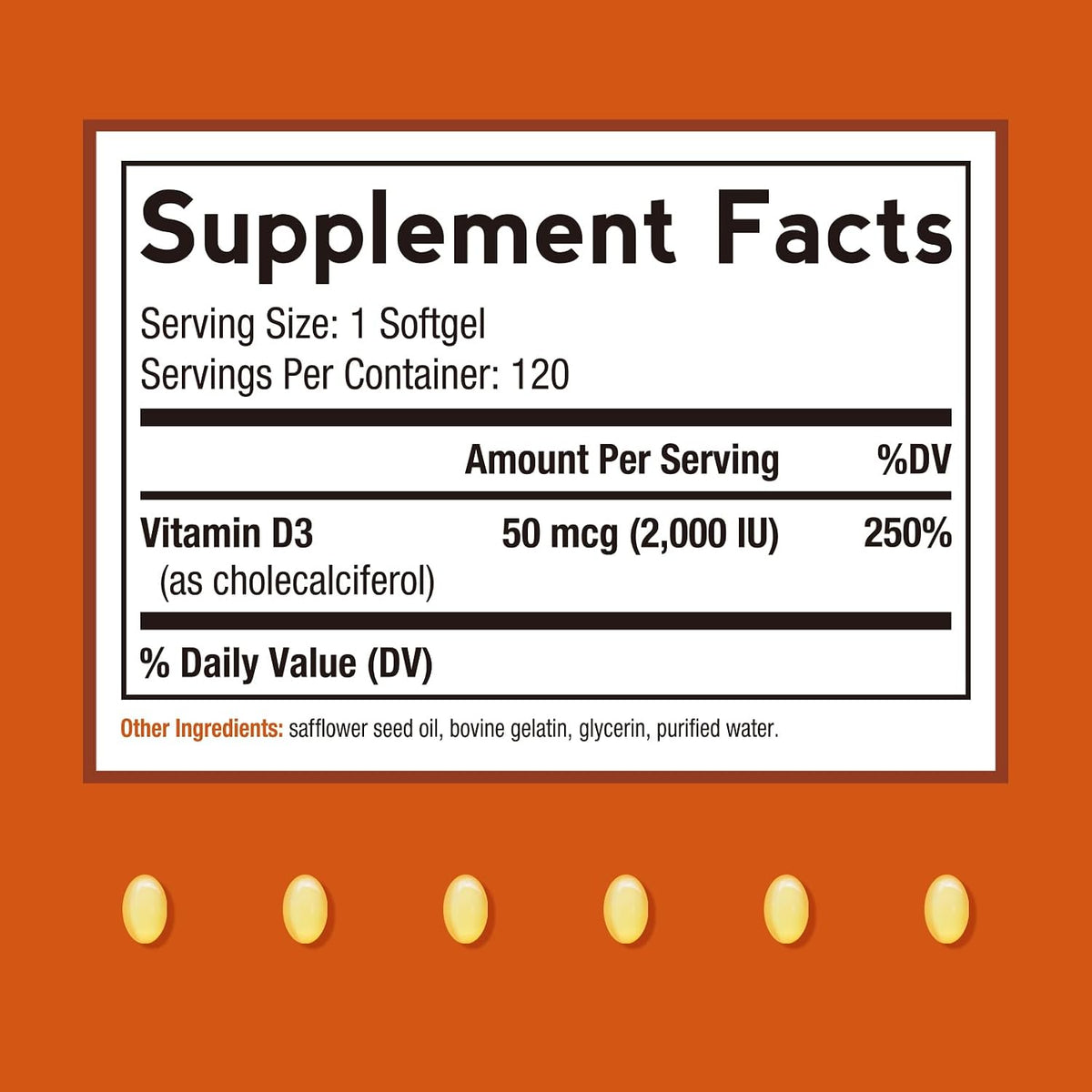 Doctor's Recipes Vitamin D3 2000 IU, Cholecalciferol, 120 Soft gel capsules, Non-GMO, Bone & Immune Support - görsel 2