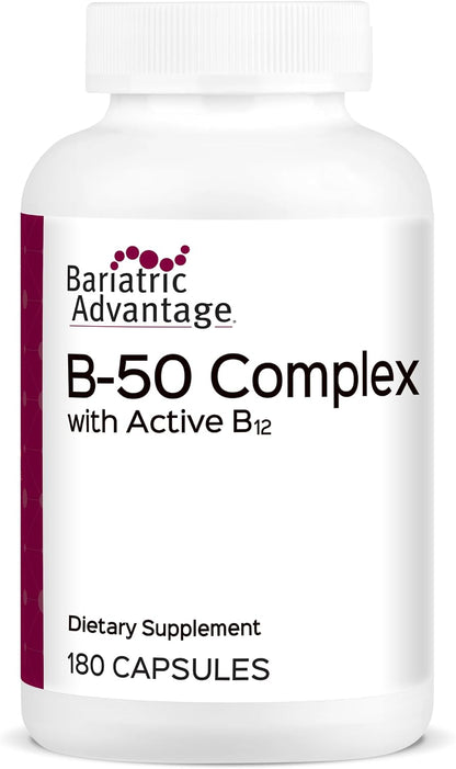 Bariatric Advantage Vitamin B50 Complex - High-Strength B-Complex for Energy and Brain Function - 180 Mini Capsules
