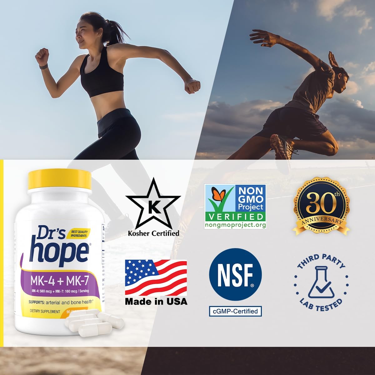 Dr's Hope Natural Vitamin K2 MK4 & MK7 – 600 mcg Dual Action for Bone Strength & Heart Health – 3 Month Supply - görsel 8