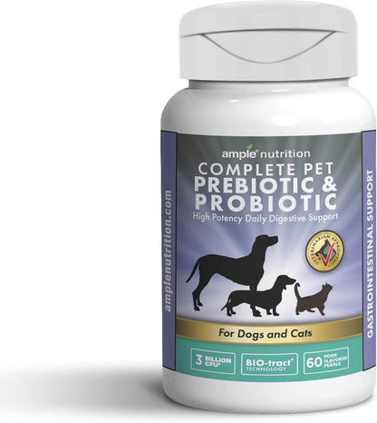Nutrition Complete Pet Prebiotic + Probiotic for Dogs & Cats (60ct, Pork Flavoured Tablets)