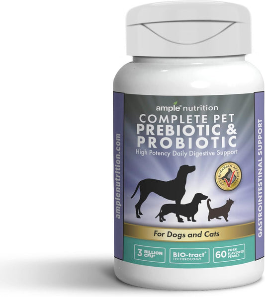 Nutrition Complete Pet Prebiotic + Probiotic for Dogs & Cats (60ct, Pork Flavoured Tablets)