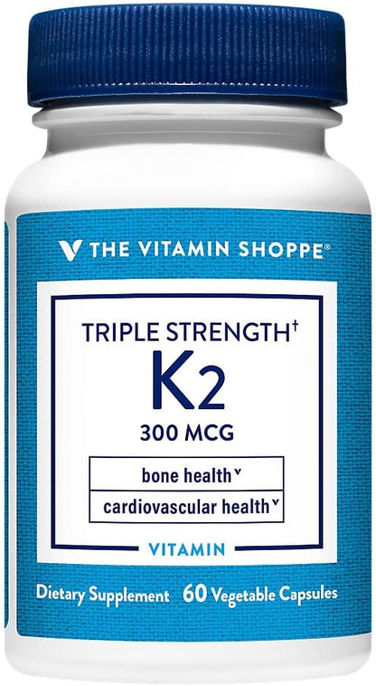 The Vitamin Shoppe Vitamin K2 MK-7 300mcg Triple Strength – Bone & Heart Health