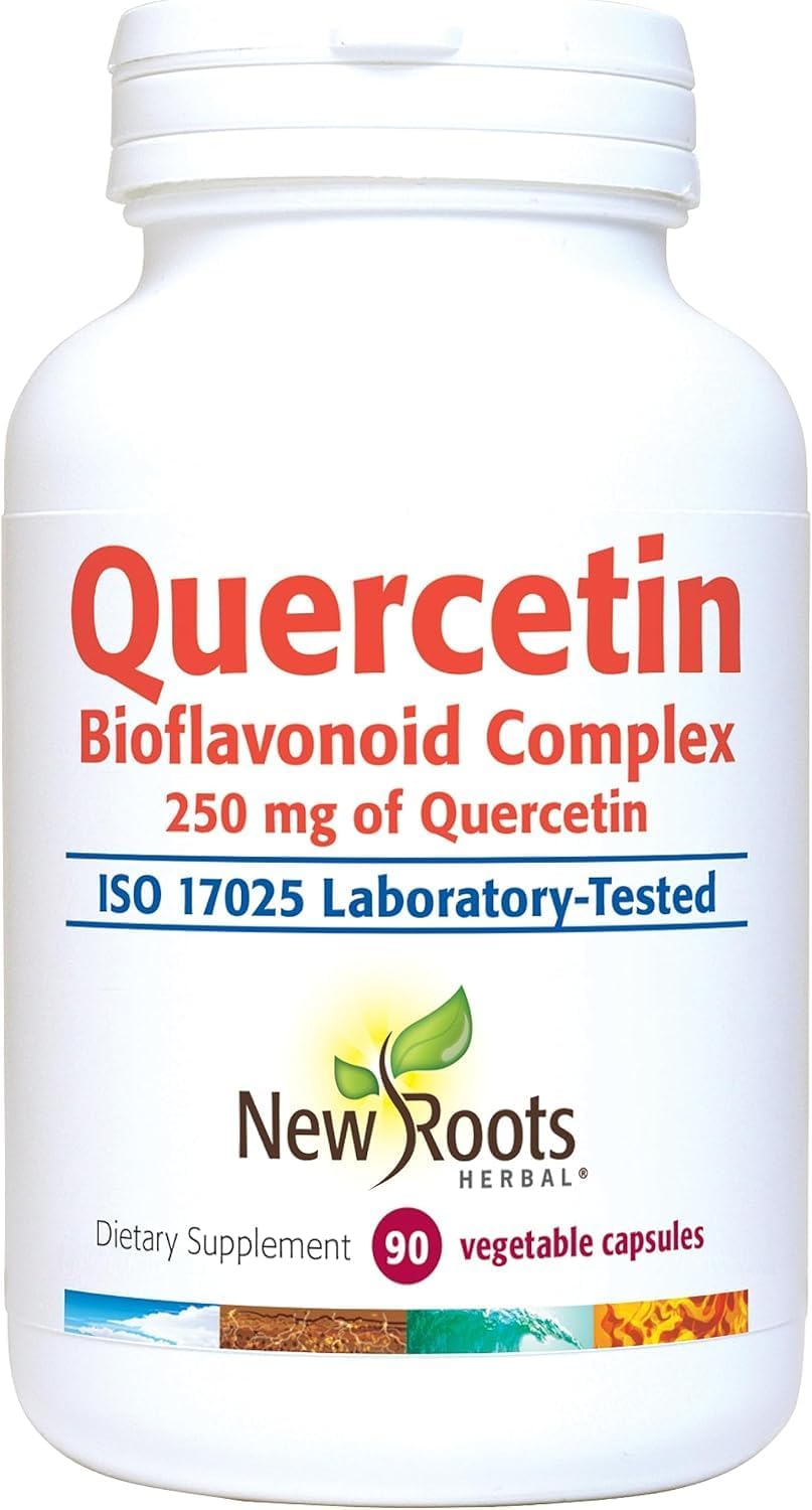 NEW ROOTS HERBAL Quercetin with Bromelain Capsules | 4-in-1 Formula | Immune System Support & Cardiovascular Health | 90 Vegetable Capsules, Non-GMO - görsel 1