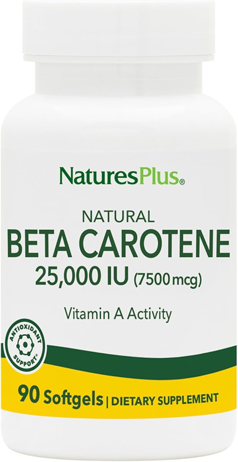 NaturesPlus Natural Beta Carotene 25,000 IU with Vitamin E – 90 Softgels - görsel 1